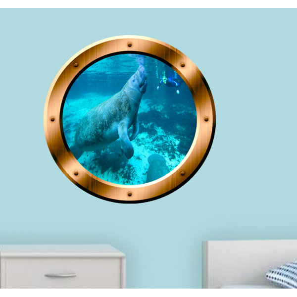 East Urban Home Manatee Sea Cow Porthole 3D Wall Decal & Reviews Wayfair